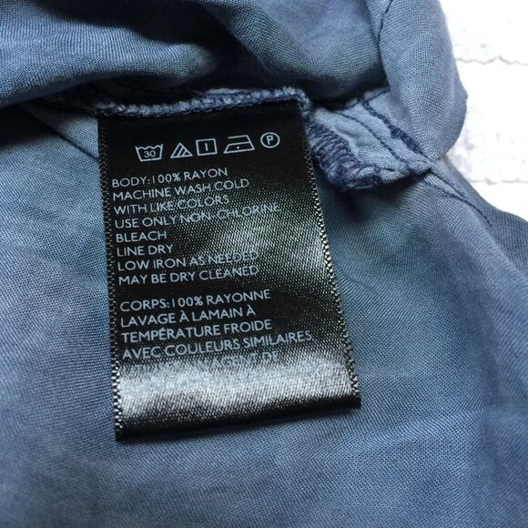 Anthropologie Silence + Noise Womens Asymmetric Hem Long Sleeve Top Small Blue - Picture 4 of 7